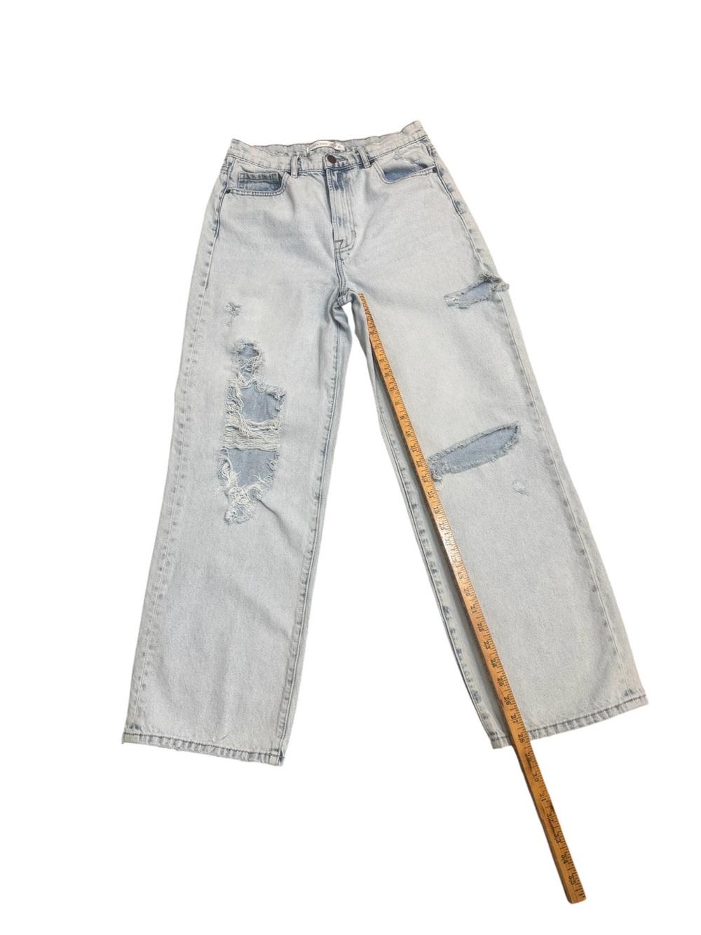 Altar’d State Distressed Wide Leg Jeans Light Wash High Rise Size 27 Denim - Picture 6 of 8